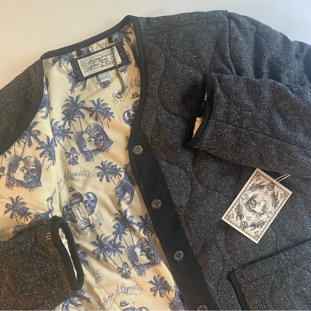 RVCA Chefs Kiss Quilted Jacket Men S Andrew The Kid Skull Tattoo Goth Lined Top